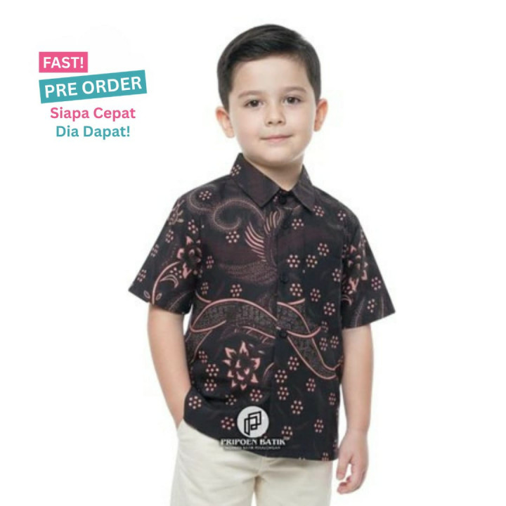 FAST PO AZKA KEMEJA BATIK PENDEK ANAK 