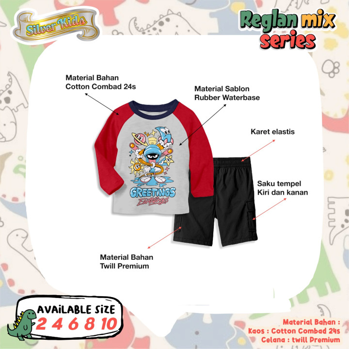 PO SET CARGO REGLAN MIX SERIES BY SILVER KIDS