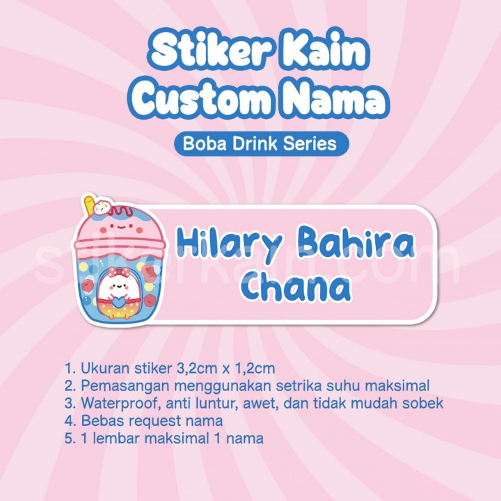 PO STIKER KAIN CUSTOM NAMA SERIES BOBA MGL