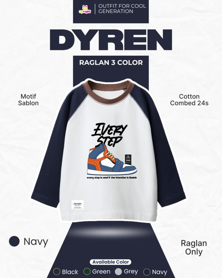 PO SHIRT DYREN RAGLAN 3 COLOR BY UPRIGHT KIDS