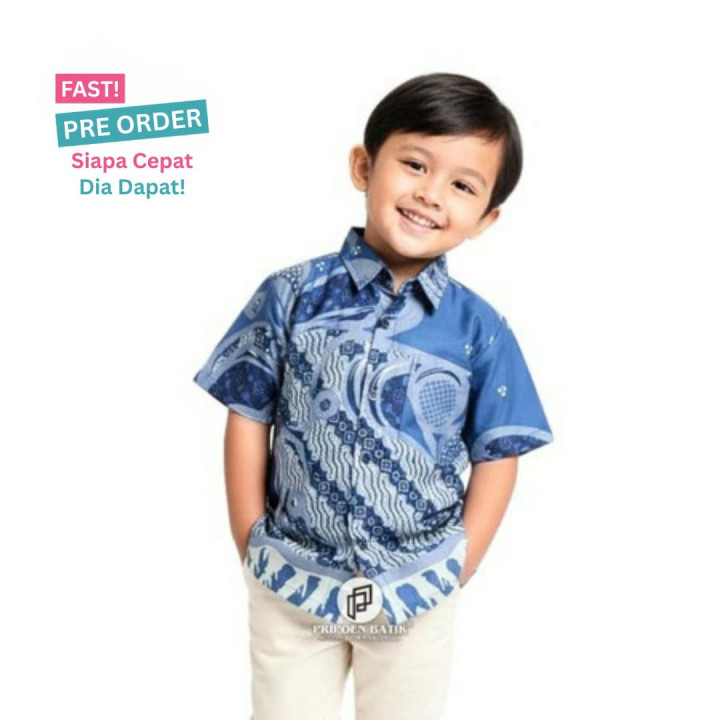 FAST PO AZKA KEMEJA BATIK PENDEK ANAK 