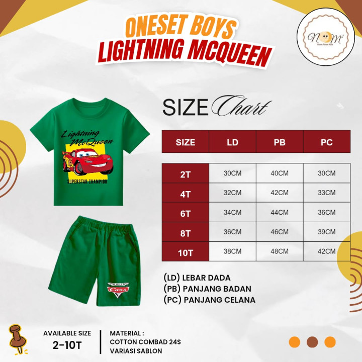 PO ONE SET BOYS LIGHTING MCQUEEN