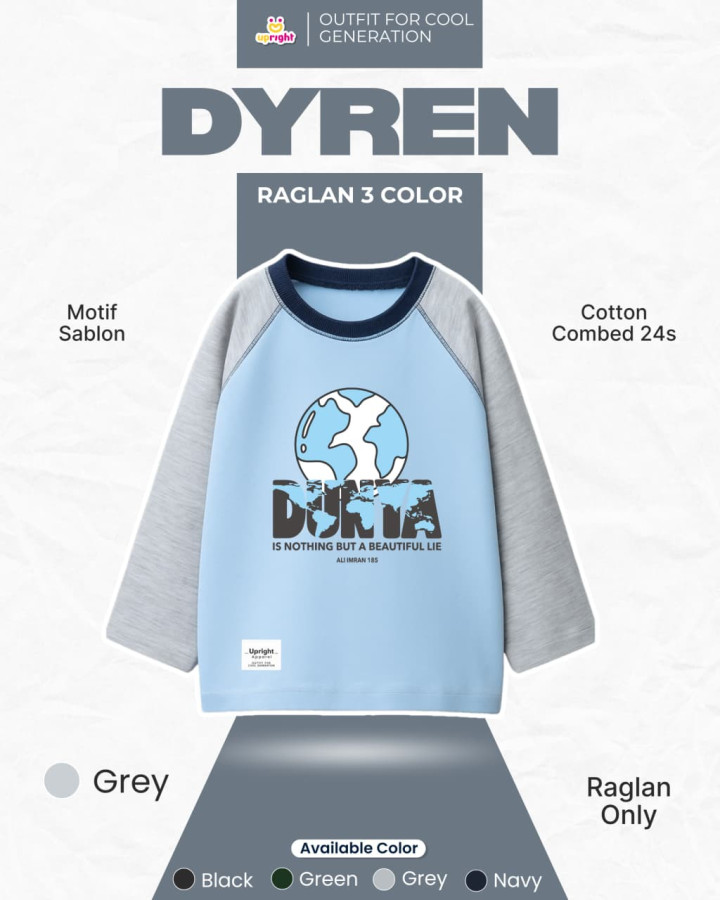 PO SHIRT DYREN RAGLAN 3 COLOR BY UPRIGHT KIDS