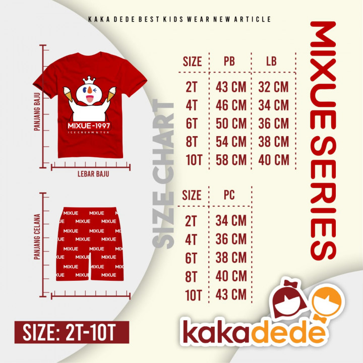 SETELAN MIXUE UNISEX BOY GIRL BY KAKADEDE