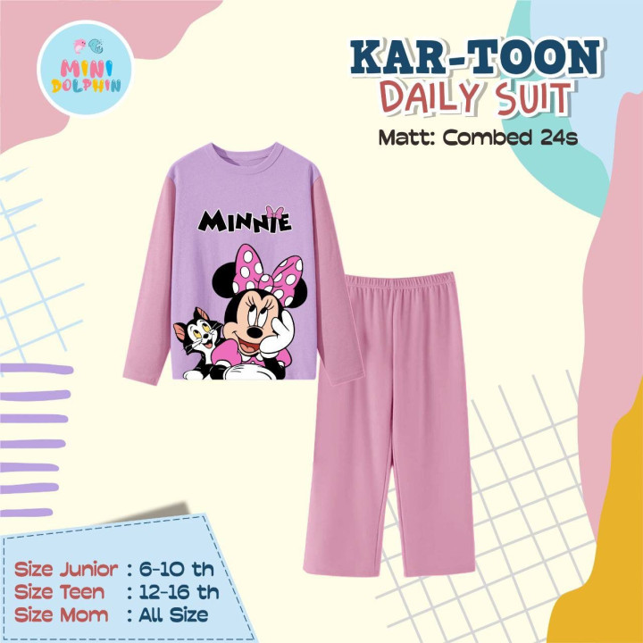 PO KARTOON DAILY SUIT PANJANG (JUN TEEN) BY MINI DOLPHIN