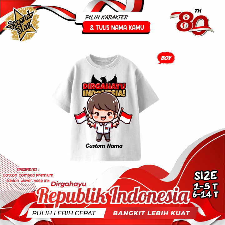 PO KAOS DIRGAHAYU INDONESIA (NON CUSTOM) BY SECOND STAR