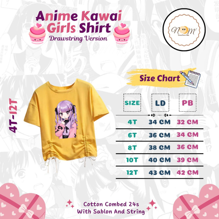 PO ANIME KAWAI GIRLS SHIRT BY NOOM² KIDS Drawstring Version