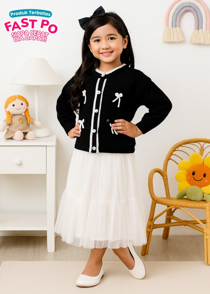 FAST PO LITTLE BOW CARDIGAN