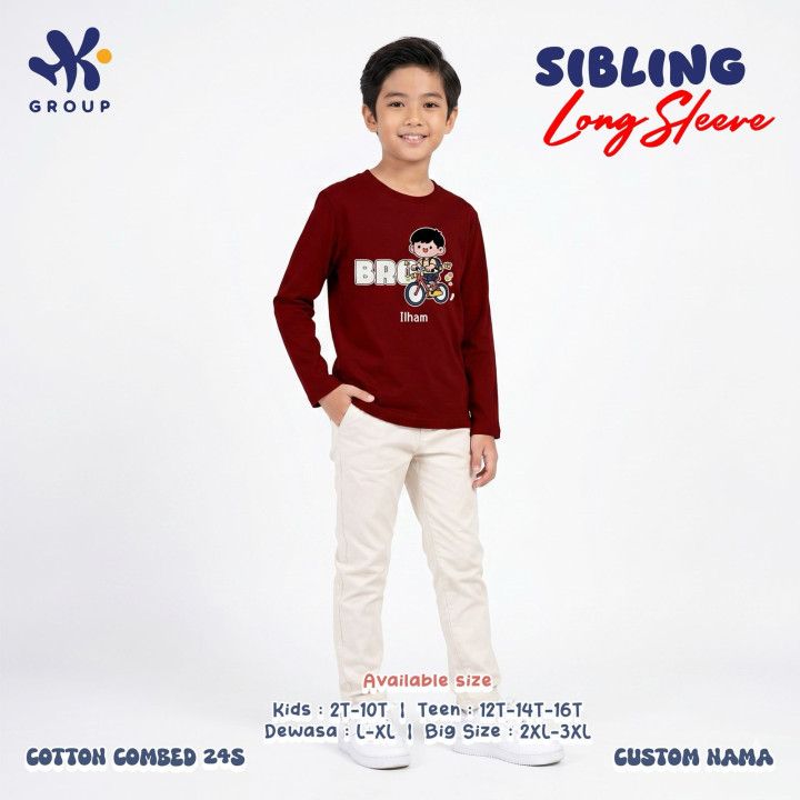 PO SIBLING TSHIRT CUSTOM NAME LENGAN PANJANG BY HK GROUP