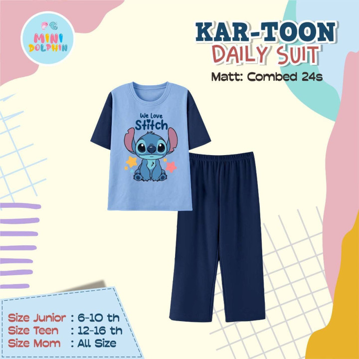 PO KARTOON DAILY SUIT PENDEK (JUN TEEN) BY MINI DOLPHIN