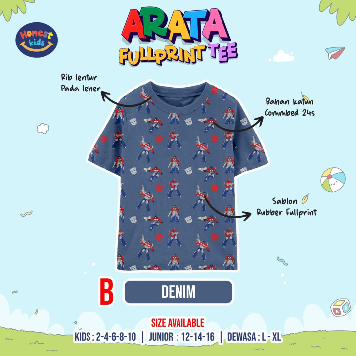 PO ARATA FULLPRINT TEE (DEWASA) BY HONEST KIDS