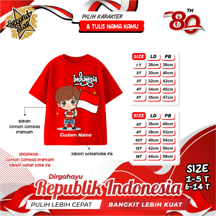 PO KAOS DIRGAHAYU INDONESIA (NON CUSTOM) BY SECOND STAR