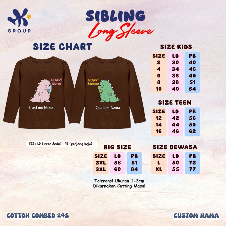 PO SIBLING TSHIRT CUSTOM NAME LENGAN PANJANG BY HK GROUP