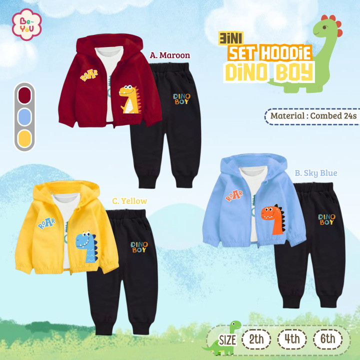 PO 3IN1 SET HOODIE DINO BOY BY BE YOU