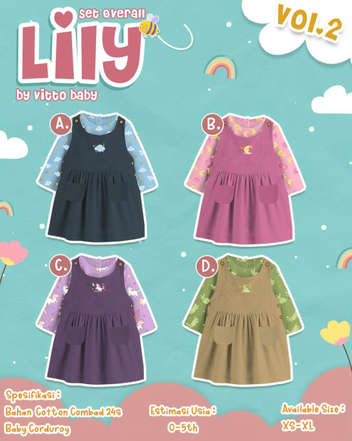 PO SET OVERALL LILY VOL 2 BY VITTO BABY