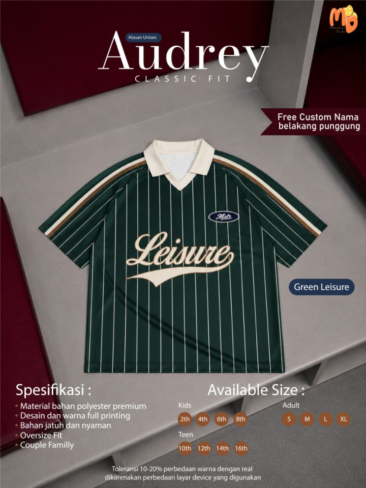 PO TSHIRT JERSEY AUDREY SPORTY CUSTOM NAMA BY MASTER KIDDOS
