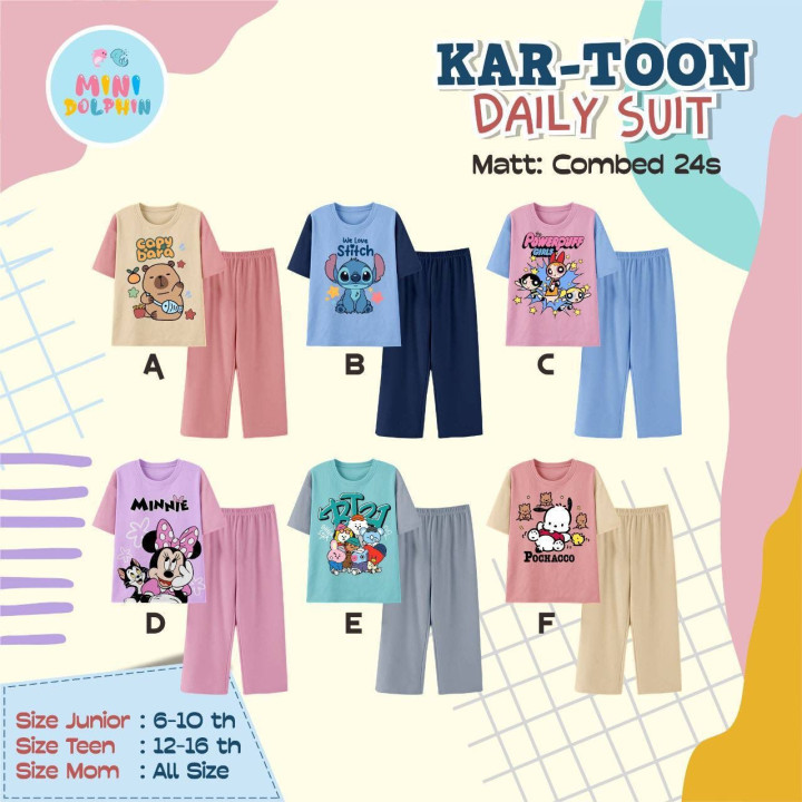 PO KARTOON DAILY SUIT PENDEK (JUN TEEN) BY MINI DOLPHIN