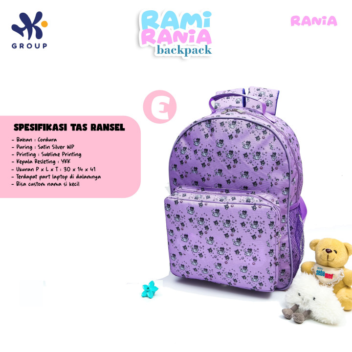 PO RAMI RANIA BACKPACK DAN LUNCH BAG CUSTOM NAME BY HK GRUP