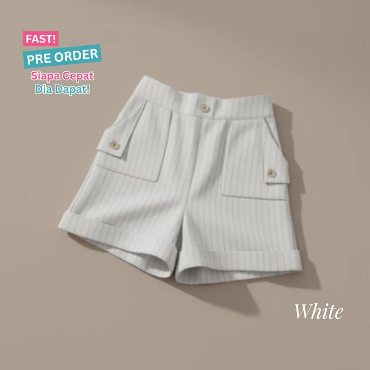 FAST PO STRIPE BUTTON SHORTPANS
