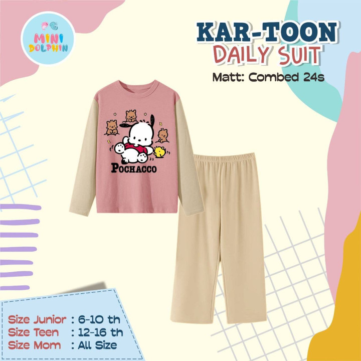 PO KARTOON DAILY SUIT PANJANG (JUN TEEN) BY MINI DOLPHIN