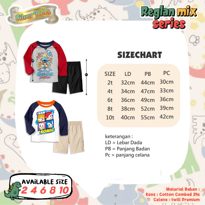 PO SET CARGO REGLAN MIX SERIES BY SILVER KIDS