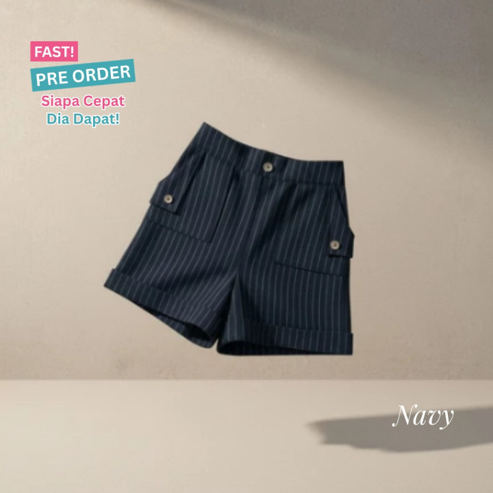 FAST PO STRIPE BUTTON SHORTPANS