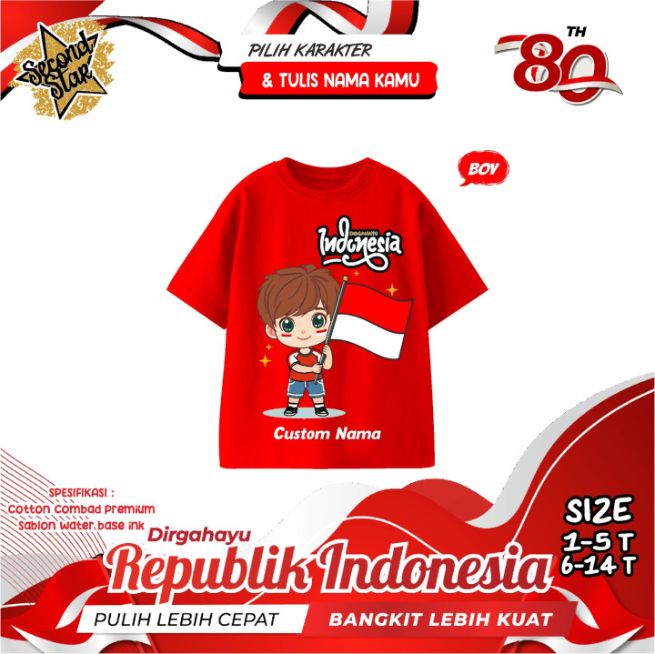 PO KAOS DIRGAHAYU INDONESIA (NON CUSTOM) BY SECOND STAR