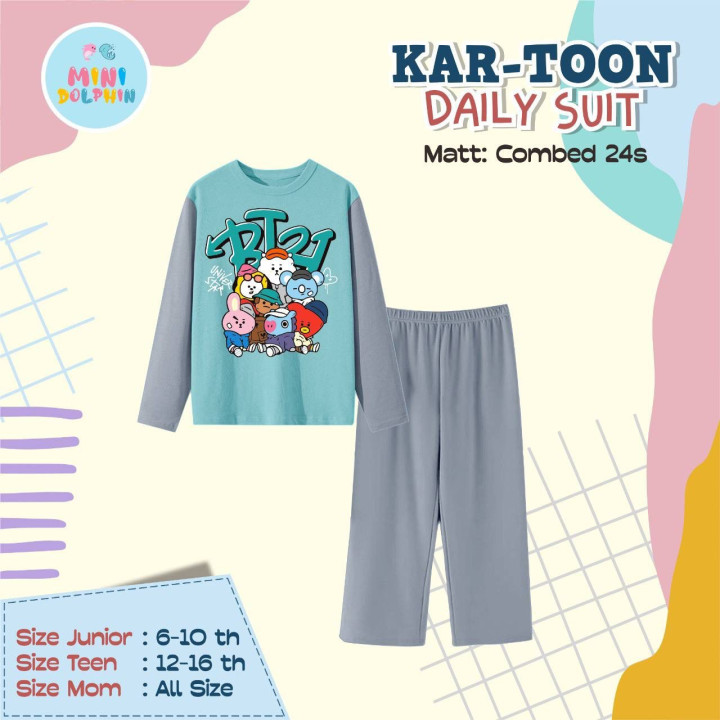 PO KARTOON DAILY SUIT PANJANG (JUN TEEN) BY MINI DOLPHIN