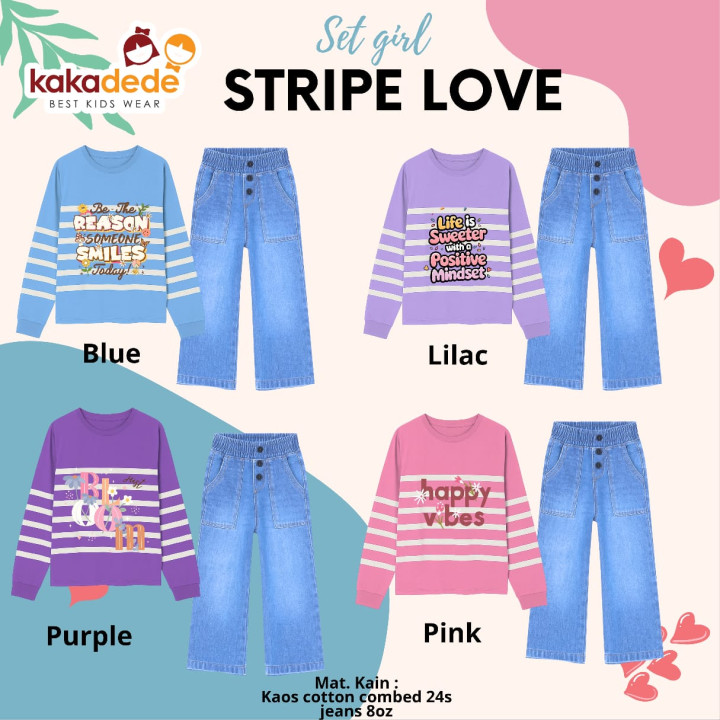 PO SET GIRL STRIPE LOVE (JUN) BY KAKADEDE