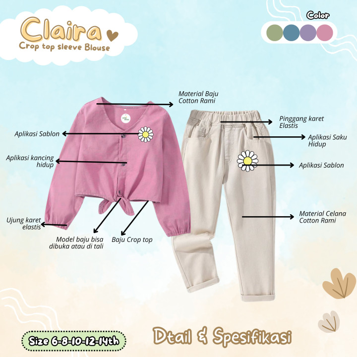 PO CLAIRA CROP TOP SLEVE BLOUSE BY MINIMINE