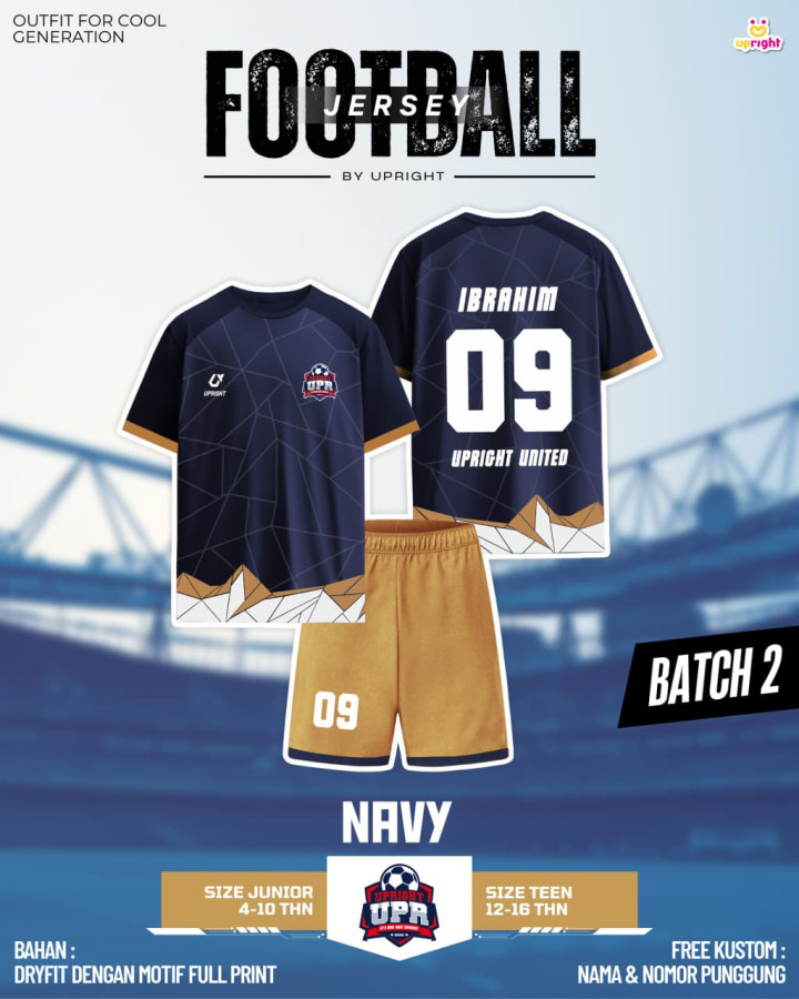 BATCH 2 JERSEY FOOTBAAL TSHIRT CUSTOM NAME DAN NOMOR PUNGGUNG BY UPRIGHT