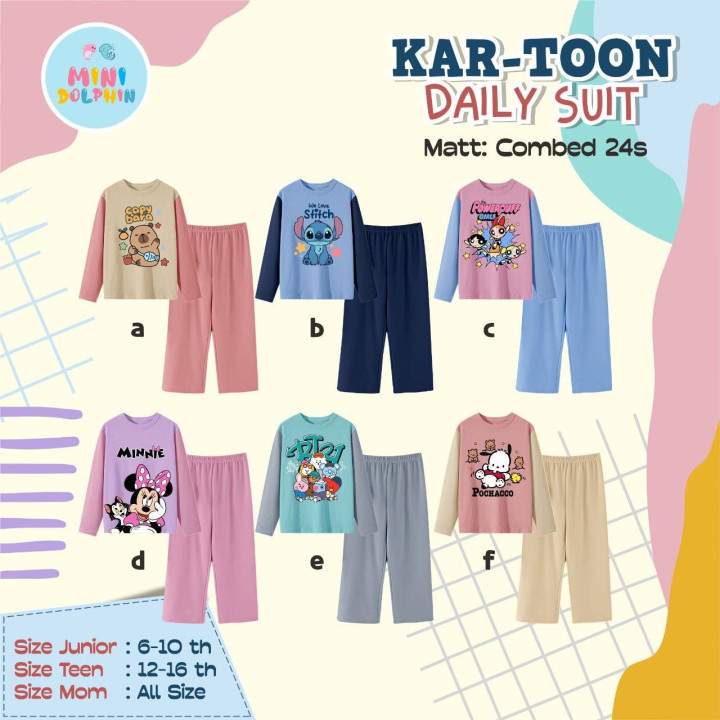 PO KARTOON DAILY SUIT PANJANG (JUN TEEN) BY MINI DOLPHIN