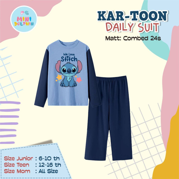 PO KARTOON DAILY SUIT PANJANG (JUN TEEN) BY MINI DOLPHIN