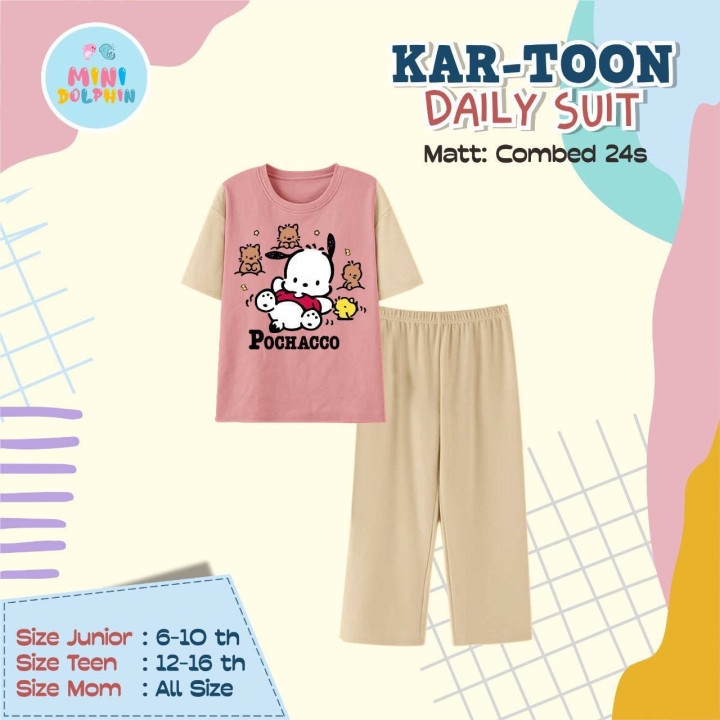 PO KARTOON DAILY SUIT PENDEK (JUN TEEN) BY MINI DOLPHIN