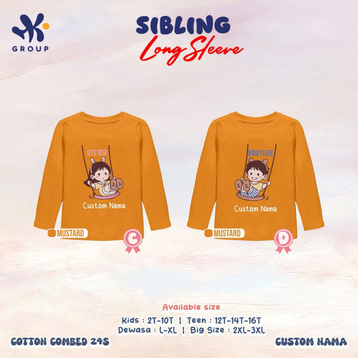 PO SIBLING TSHIRT CUSTOM NAME LENGAN PANJANG BY HK GROUP