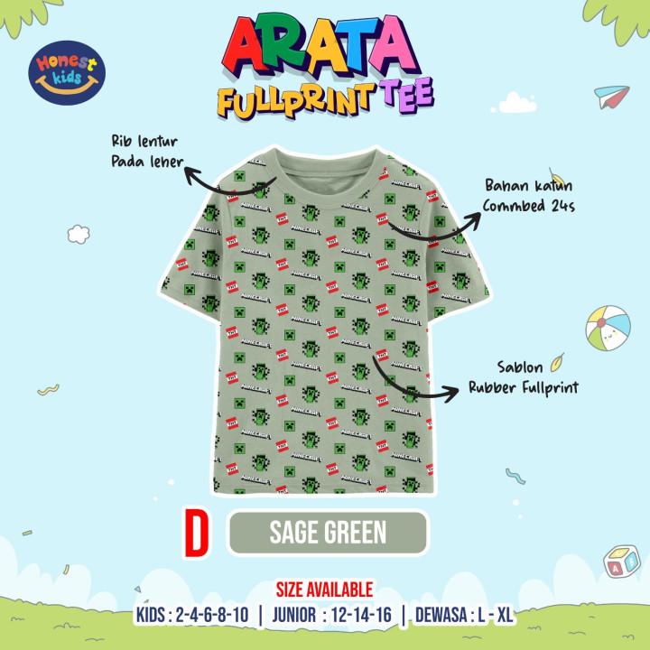 PO ARATA FULLPRINT TEE (KIDS & TEEN) BY HONEST KIDS