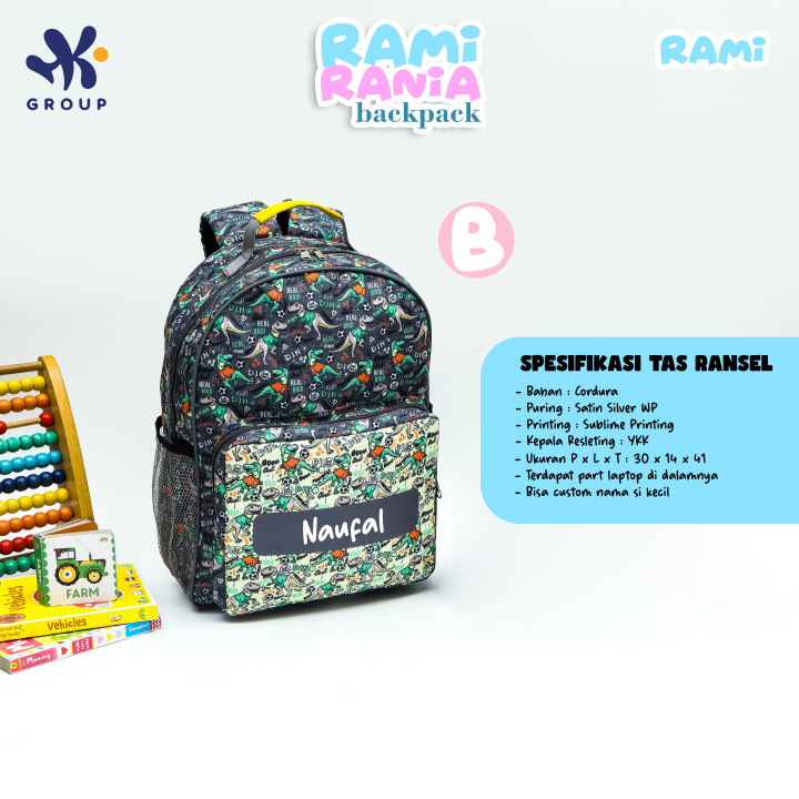 PO RAMI RANIA BACKPACK  CUSTOM NAME BY HK GRUP