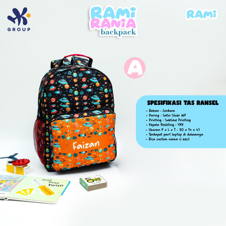 PO RAMI RANIA BACKPACK  CUSTOM NAME BY HK GRUP