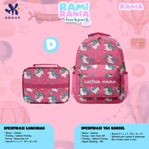 PO RAMI RANIA BACKPACK DAN LUNCH BAG CUSTOM NAME BY HK GRUP