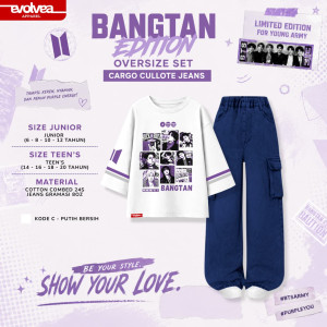 PO BANGTAN EDITION OVERSIZE SET CARGO CULLOTE JEANS BY EVOLVEA