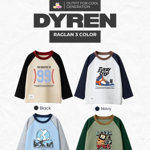 PO SHIRT DYREN RAGLAN 3 COLOR BY UPRIGHT KIDS