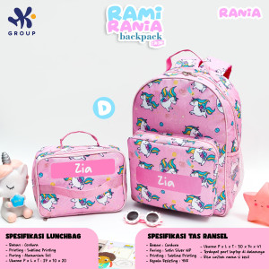 PO RAMI RANIA BACKPACK DAN LUNCH BAG CUSTOM NAME BY HK GRUP