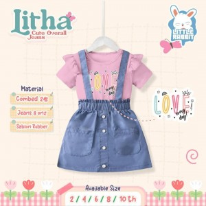 PO LITHA CUTE OVERALL JEANS BY LITTLE RABBIT