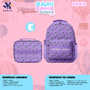 PO RAMI RANIA BACKPACK DAN LUNCH BAG CUSTOM NAME BY HK GRUP