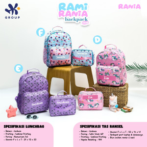 PO RAMI RANIA BACKPACK DAN LUNCH BAG CUSTOM NAME BY HK GRUP