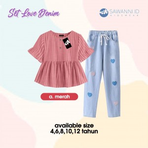 PO SET LOVE DENIM BY SAWANNIKIDSWEAR