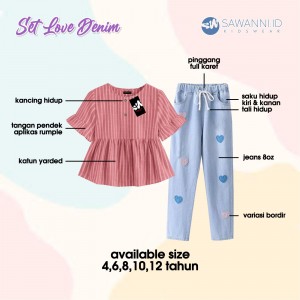 PO SET LOVE DENIM BY SAWANNIKIDSWEAR