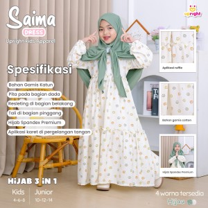 PO SAIMA GAMIS SET HIJAB INSTAN SEGITIGA BY UPRIGHT KIDS APPAREL