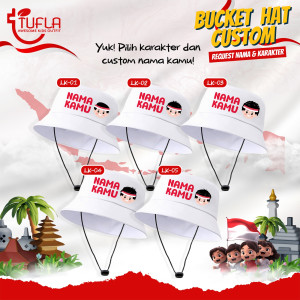 PO BUCKET HAT CUSTOM NAMA KAREKTER LAKI LAKI (Seri Anak Indonesia)