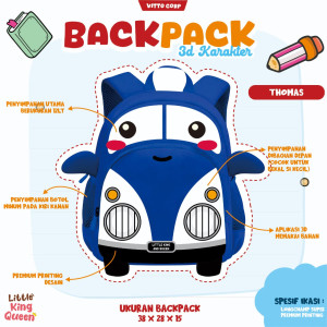 PO BACK PACK 3D KARAKTER BY LITTLE KING QUEEN